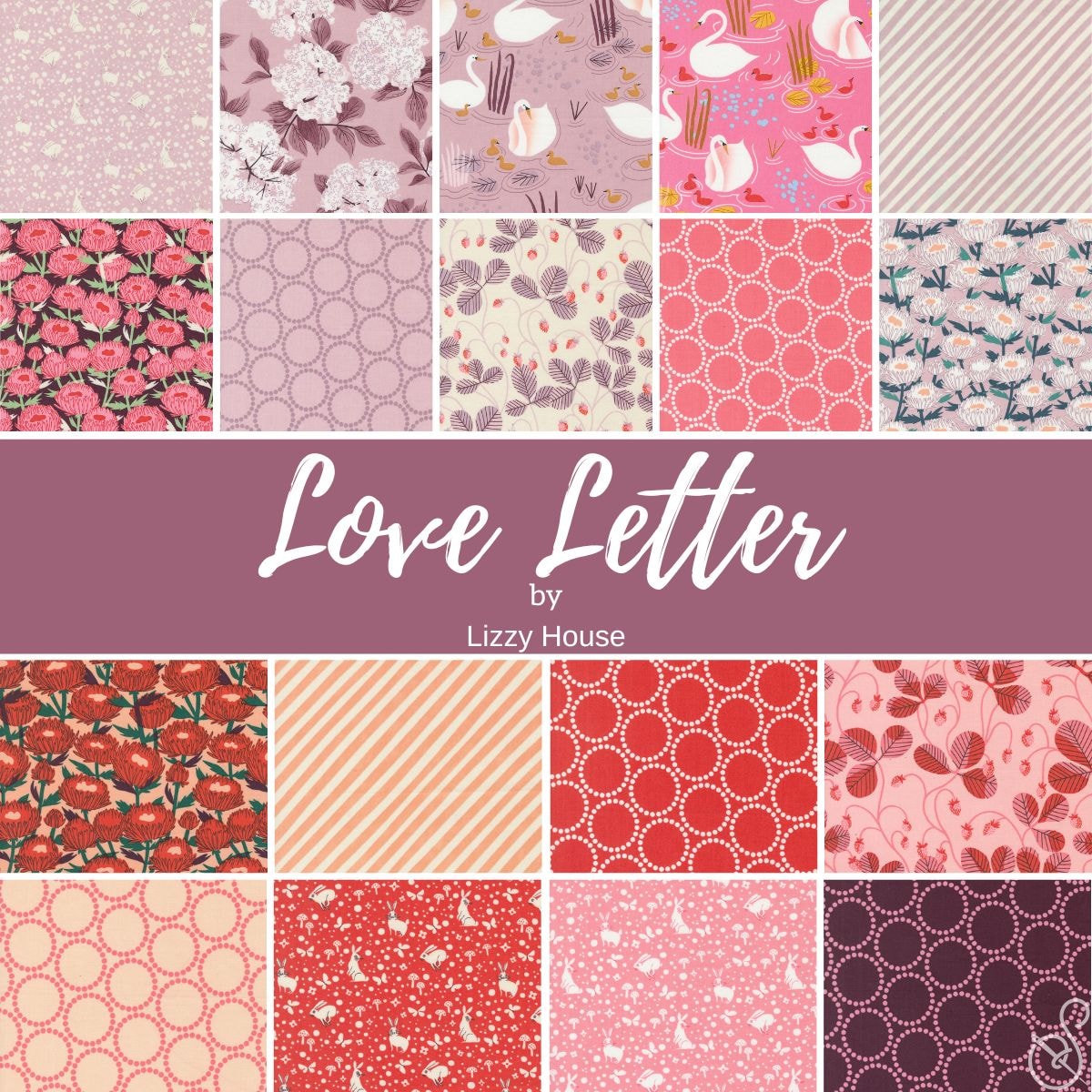 Love Letter Half Yard Bundle | Lizzy House - Pink/Red Colorway 18 HYs
