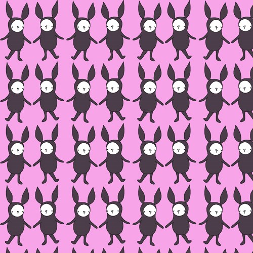Rows of Rabbits on Hot Pink