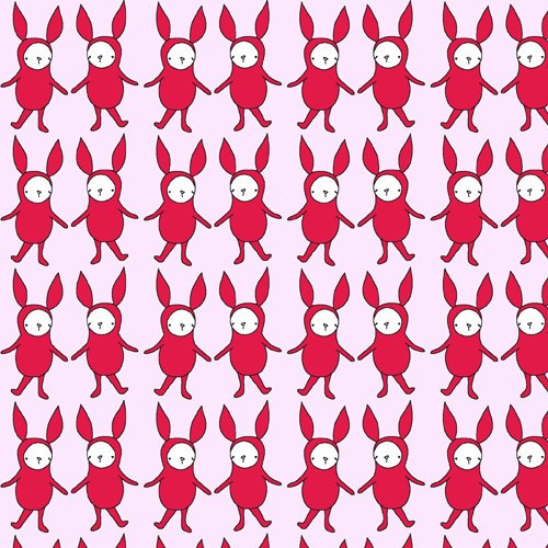 Rows of Rabbits on Light Pink