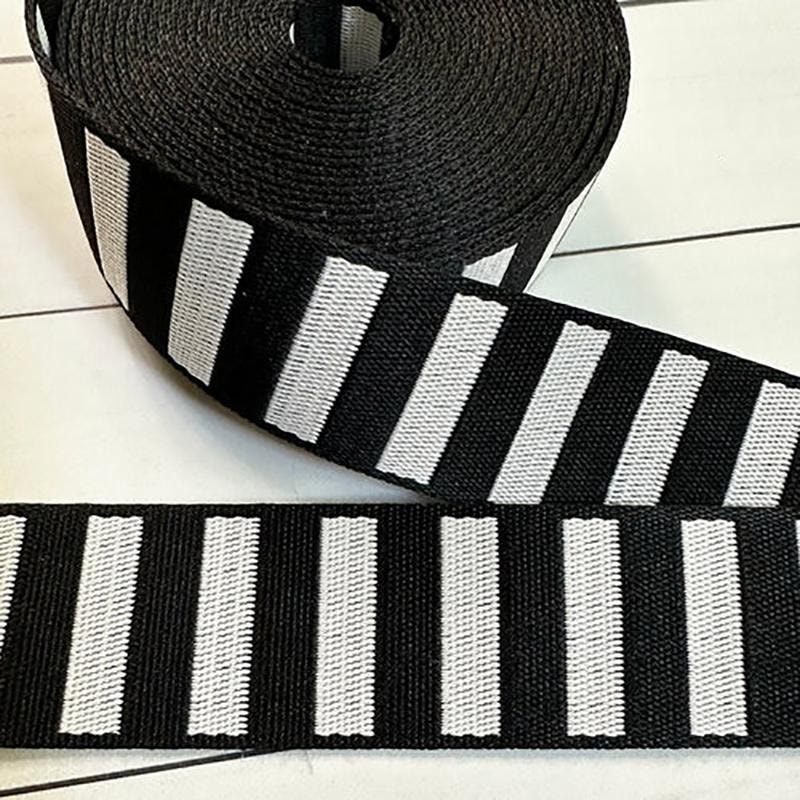 Bold Stripe Webbing - 1.5" - Black/White