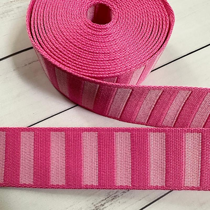 Bold Stripe Webbing - 1.5" - Flamingo/Pale Pink