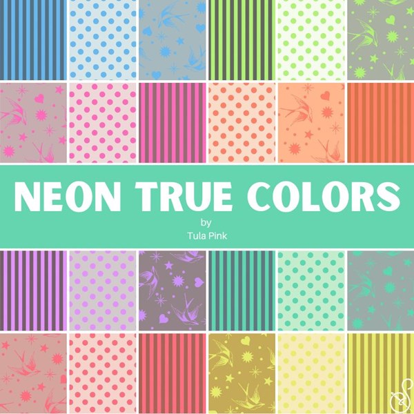 Neon True Colors 5" Charm Pack | Tula Pink | 42 PCs