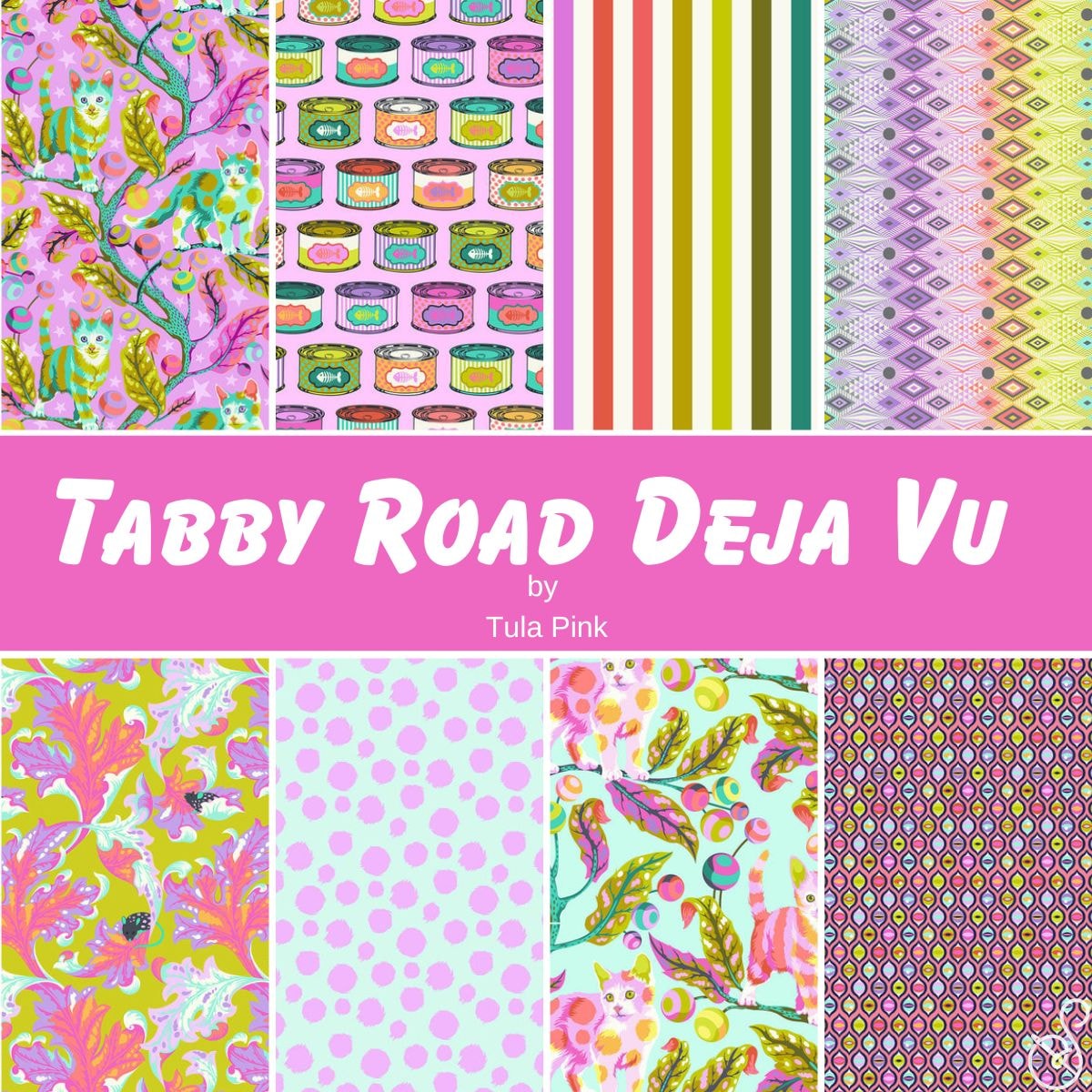 Tabby Road (Déjà Vu)  Fat Quarter Bundle | Tula Pink | 8 FQs