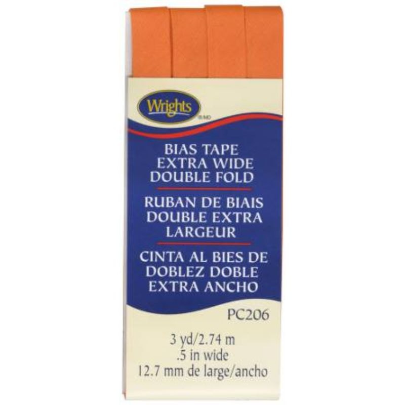 Wrights Extra Wide Double Fold Bias Tape - Orange Peel