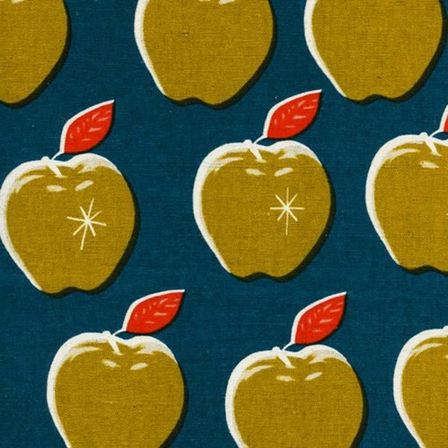 Canvas Apples in Teal/Mustard CANVAS