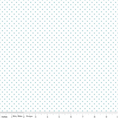 Swiss Dots on White - Aqua