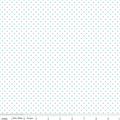 Swiss Dots on White - Aqua