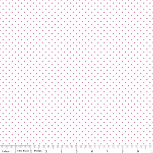 Swiss Dots on White - Hot Pink
