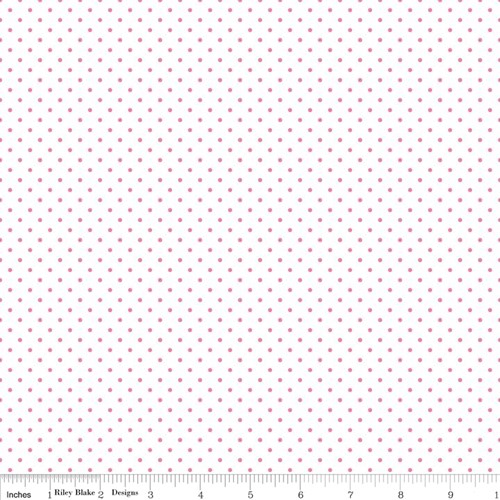 Swiss Dots on White - Hot Pink