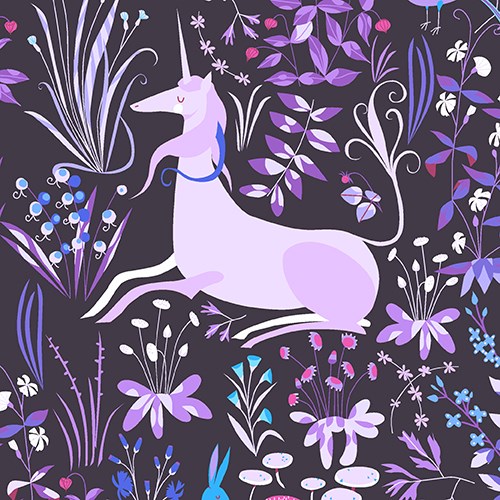 Unicorn Tapestry in Purple