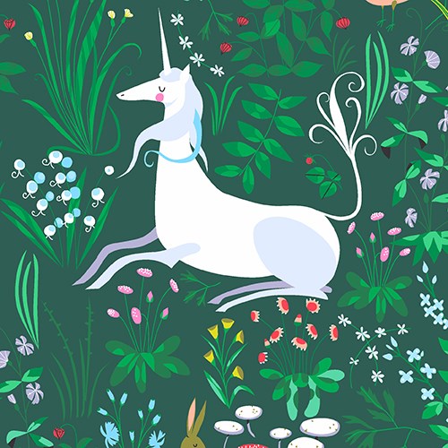 Unicorn Tapestry in Green