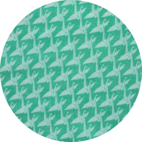 Small Cranes in Teal DOUBLE GAUZE