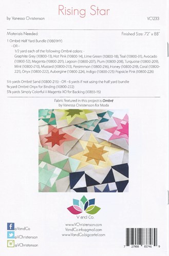 Rising Star Quilt Pattern by V and Co