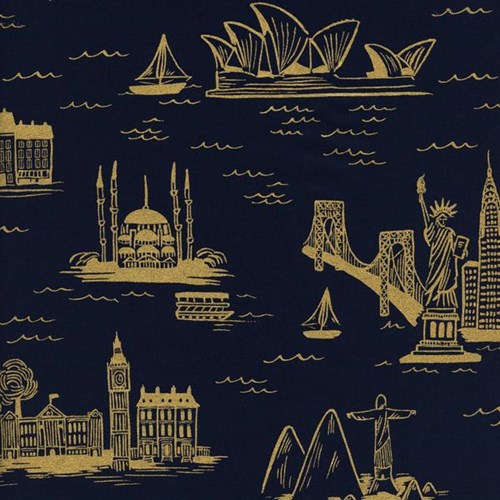 City Toile in Navy Metallic LAWN