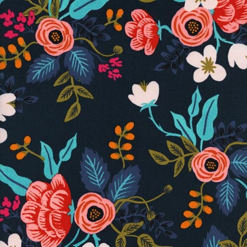 Birch Floral in Navy RAYON