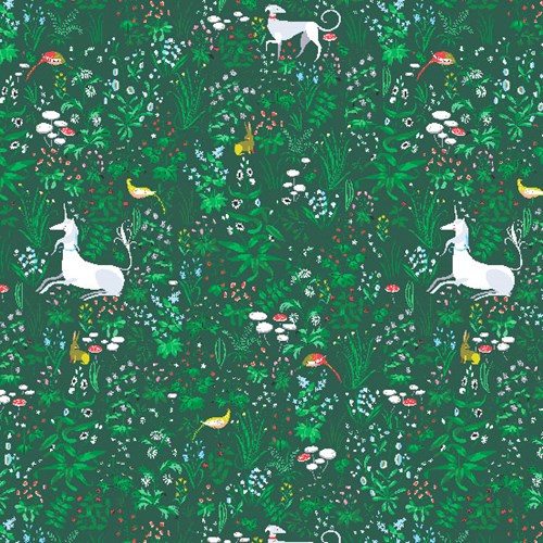 Unicorn Tapestry in Green DOUBLE GAUZE