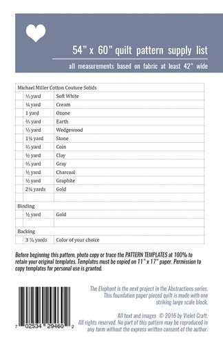 Elephant Abstractions Quilt Pattern by Violet Craft
