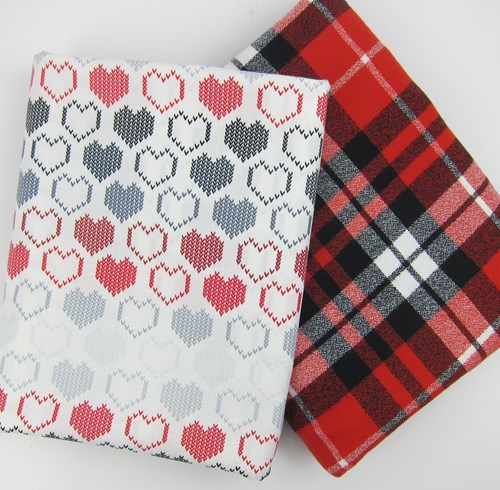 Whole Cloth Quilt Kit - Valentines Day - Cross Stitched Hearts and Mammoth Flannel