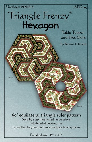 Triangle Frenzy Hexagon Table Topper and Tree Skirt by Bunnie Cleland