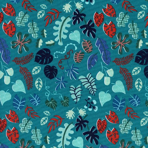 Leafy Wonder in Teal UNBLEACHED COTTON