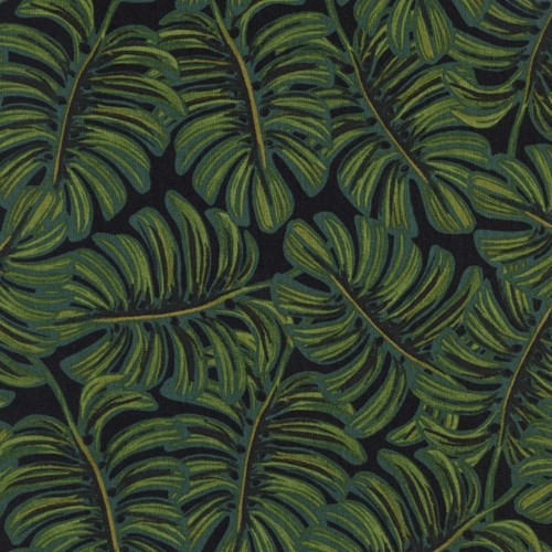 Monstera in Midnight RAYON LAWN