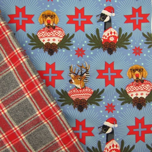 Whole Cloth Quilt Kit - Holiday Homies and Mammoth Flannel