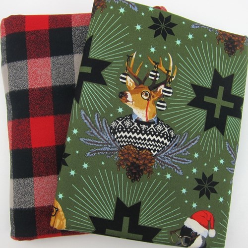 Whole Cloth Quilt Kit - Holiday Homies and Mammoth Flannel