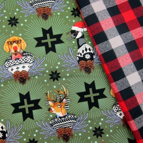 Whole Cloth Quilt Kit - Holiday Homies and Mammoth Flannel