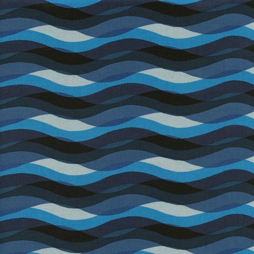 Waves in Blue UNBLEACHED COTTON