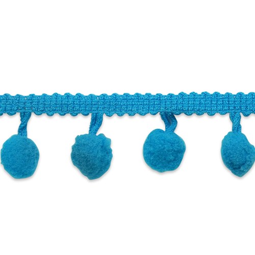 Pom Fringe Trim in Turquoise One Yard