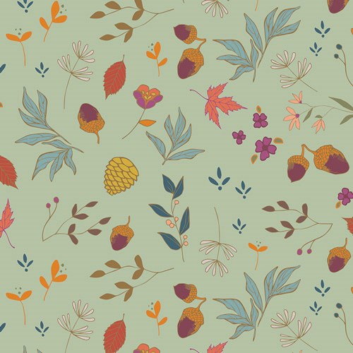 Acorns and Pinecones in Mint