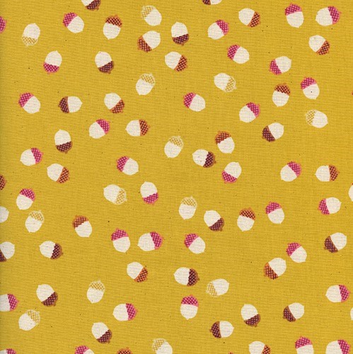 Acorns in Yellow UNBLEACHED QUILTING COTTON