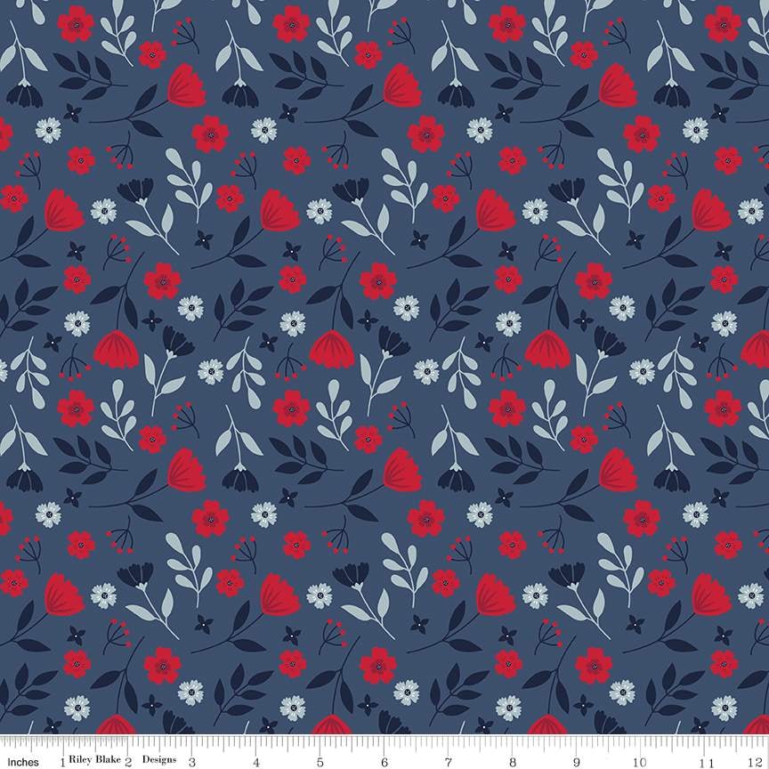 American Beauty Floral - Navy