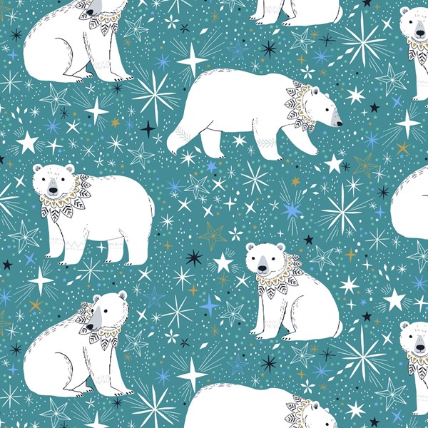 Arctic Polar Bears - Teal