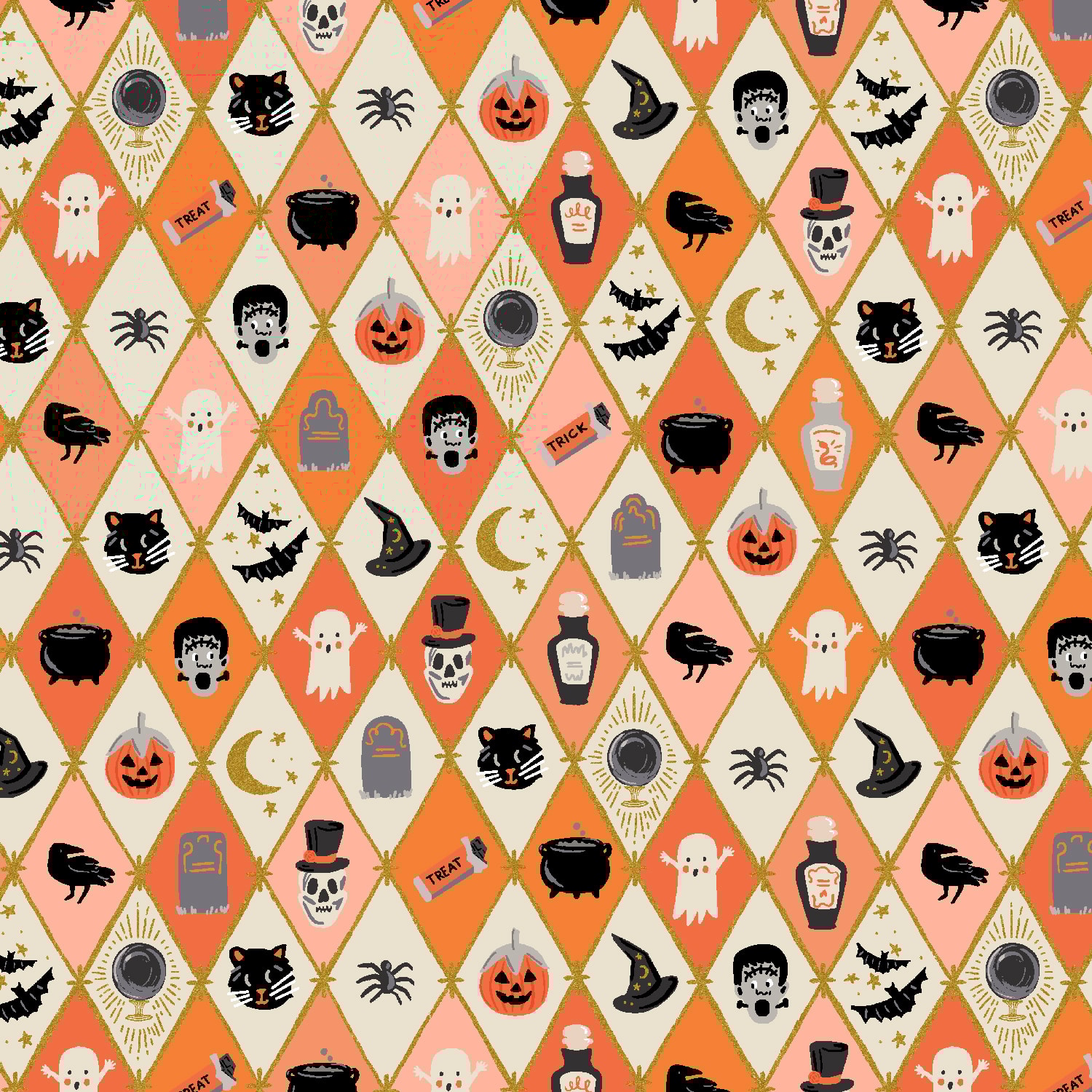 Argyle - Orange & Gold Metallic