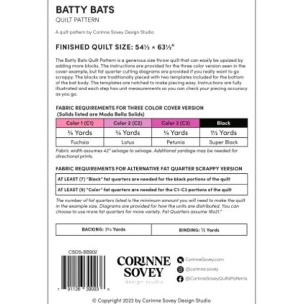 Batty Bats Quilt Pattern | Corinne Sovey