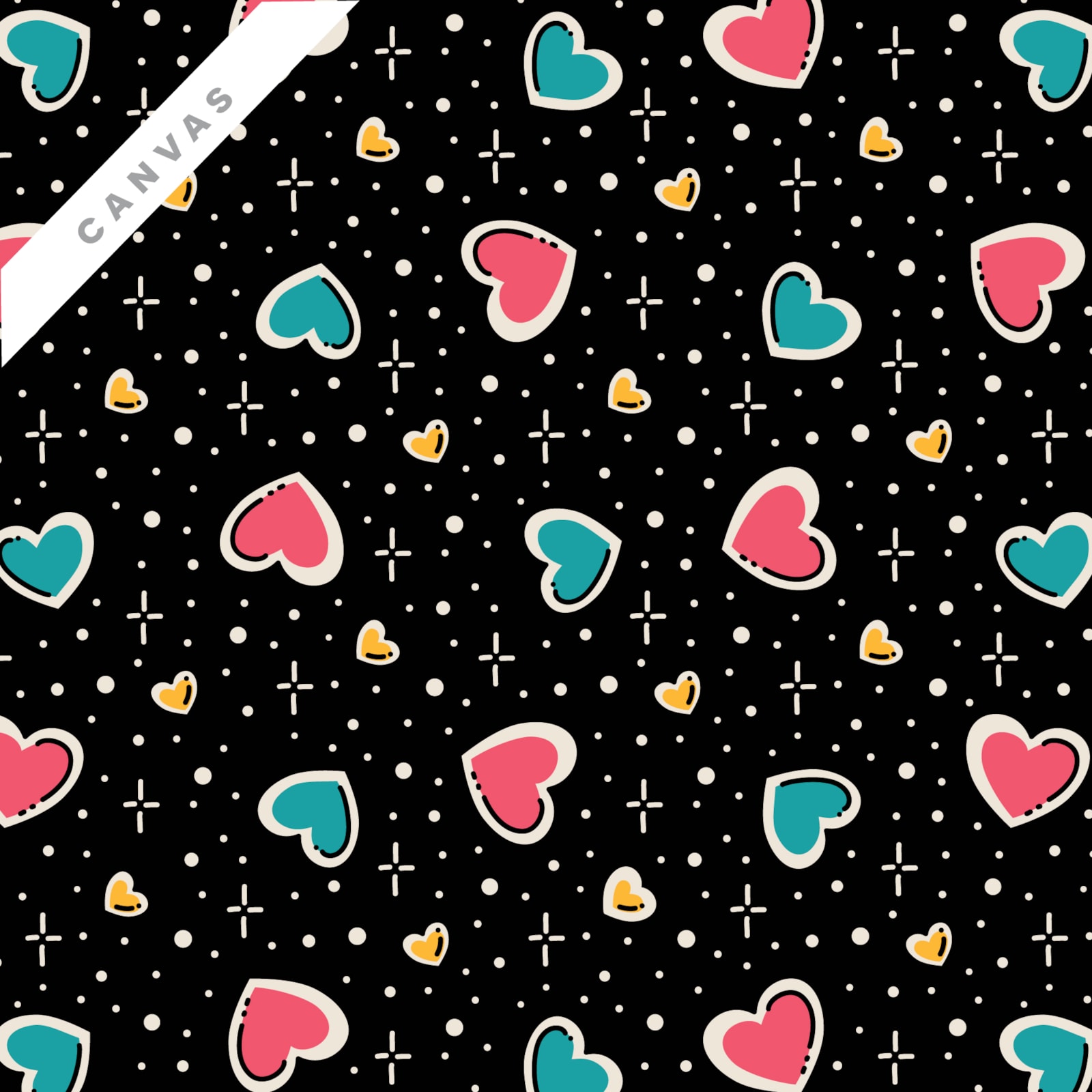 Big Heart Plus - Black Multi CANVAS