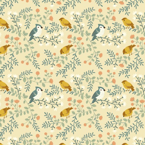 Birds and Branches in Cream