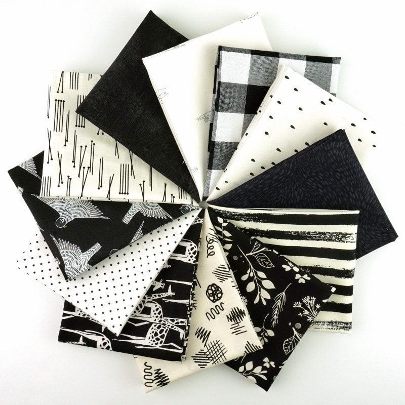 Stof - Black and White Fat Quarter Bundle 6pk 744674000125 - Quilt in a Day  / Quilting Fabric