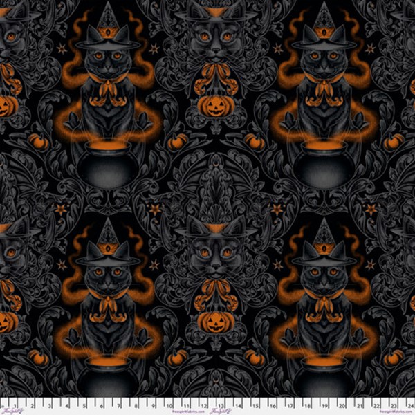 Black Cat Damask - Black