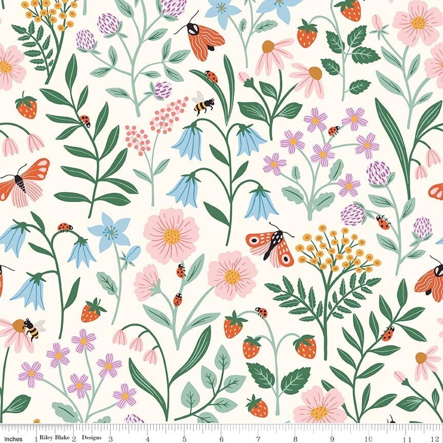 Blooms and Bugs - Cream