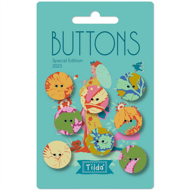 Bloomsville Buttons | Tilda Fabrics - Abloom Yellow/Teal Set of 8