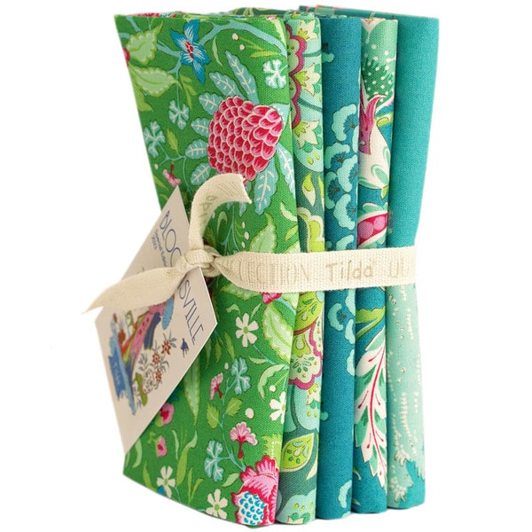 Bloomsville Fat Quarter Bundle | Tilda Fabrics - Pine Turquoise Colorstory 5FQs
