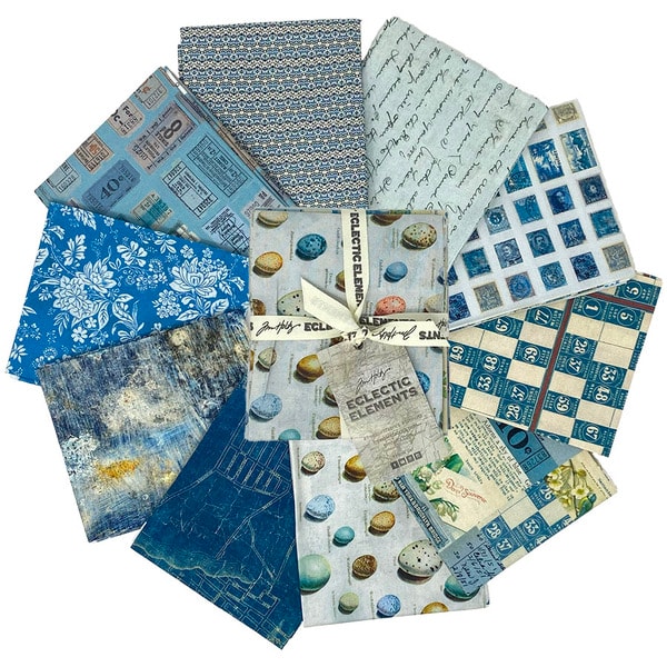 Blue Palette Fat Quarter Bundle | Tim Holtz | 10 FQs