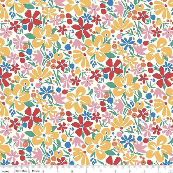 SALE Riviera Collection B Shell Garden B 01666457B Riley Blake Designs  Floral Flowers Liberty Fabrics Quilting Cotton Fabric 