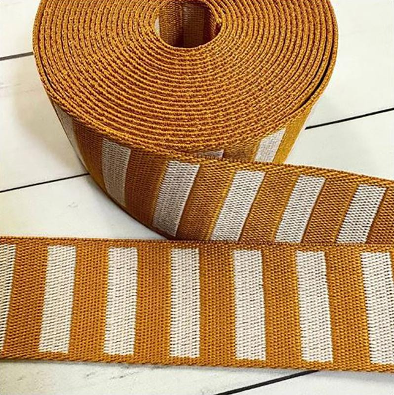 Bold Stripe Webbing - 1.5" - Cactus/Off White