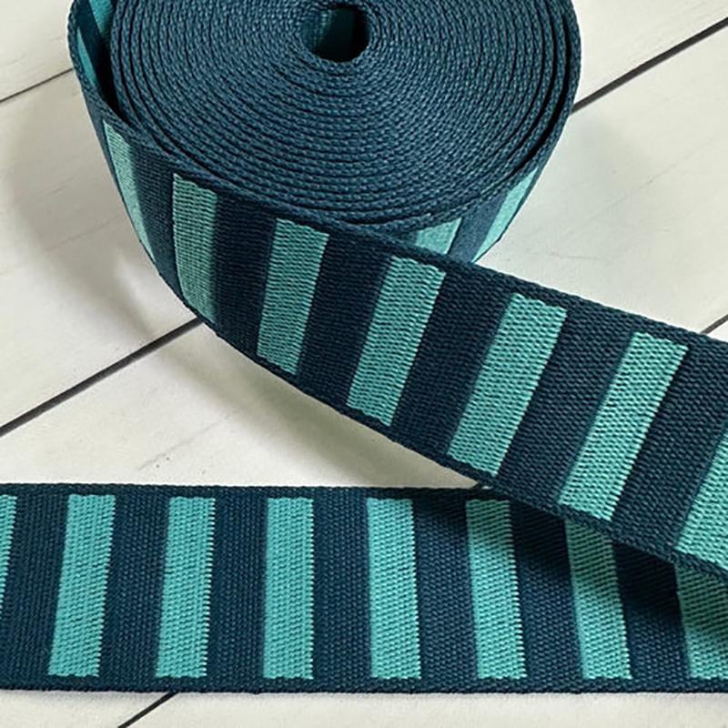 Bold Stripe Webbing - 1.5" - Peacock/Turquoise