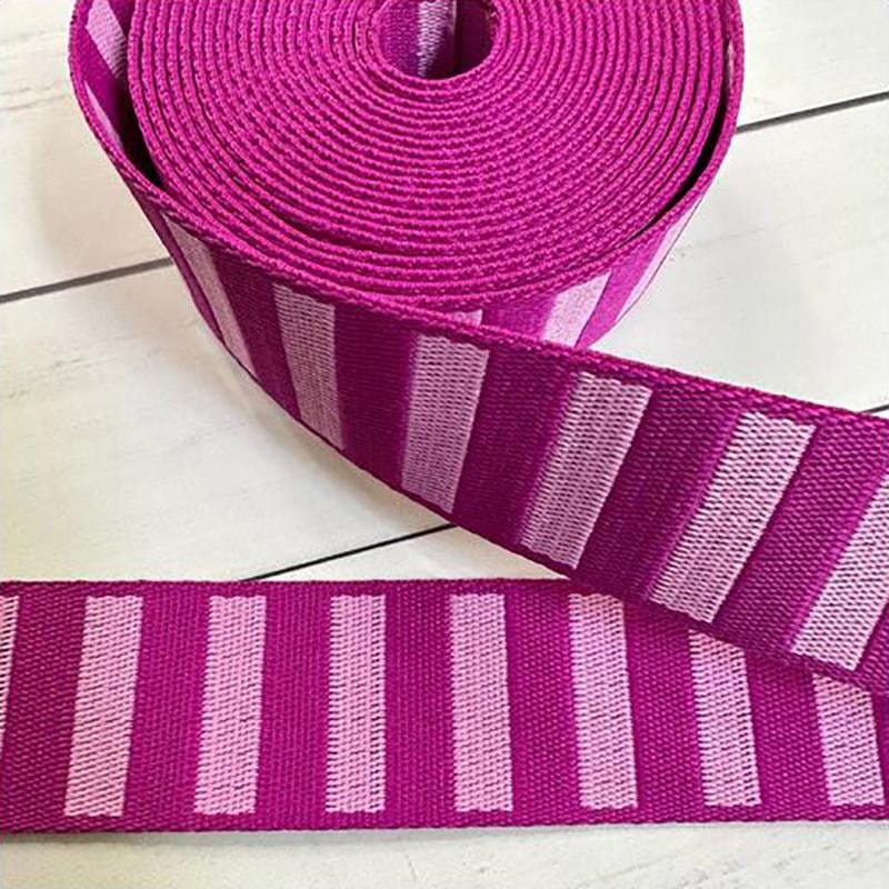 Bold Stripe Webbing - 1.5" - Berry/Peony