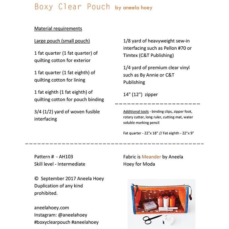 Boxy Clear Pouch Pattern | Aneela Hoey