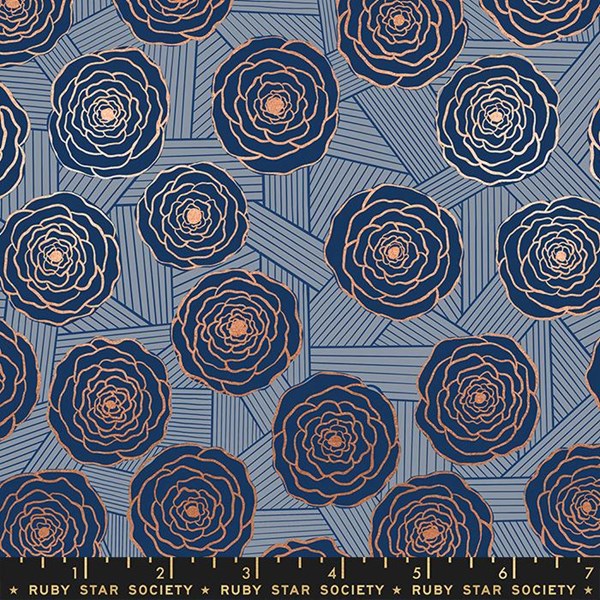 Bunch of Roses - Navy Metallic